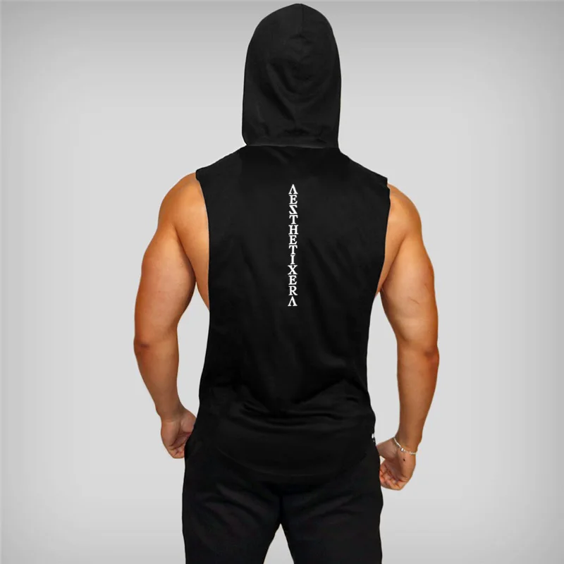 Muscleguys бренд одежда для тренажерного зала фитнеса топ с капюшоном Для мужчин для бодибилдинга Нижняя юбка с тренировки майка без рукавов»(«хейтеры»), футболка с капюшоном
