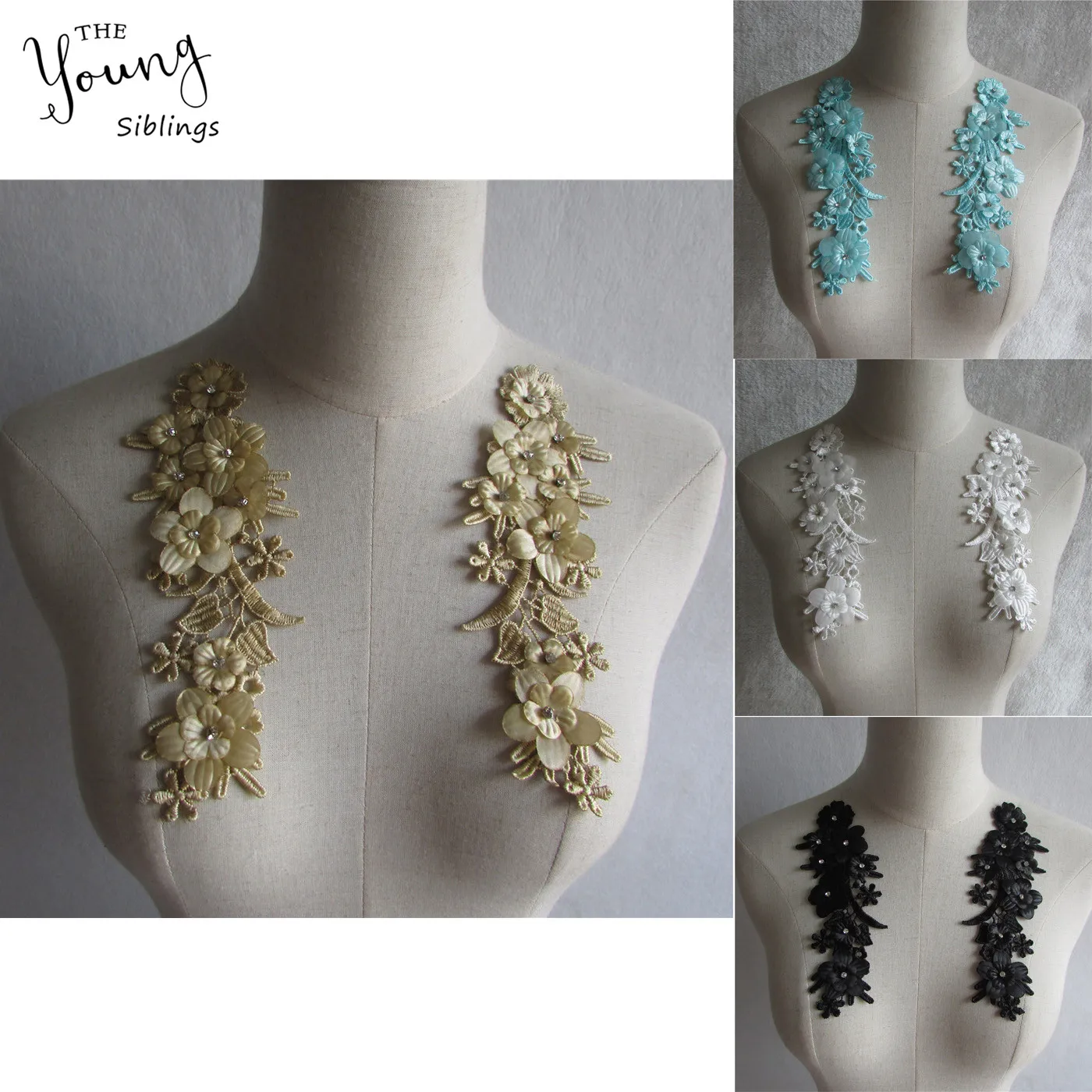 

High quality Embroidery Collar Lace Applique Decorated DIY Lace Neckline Sewing Clothing Accessory Scrapbooking a pair for sale