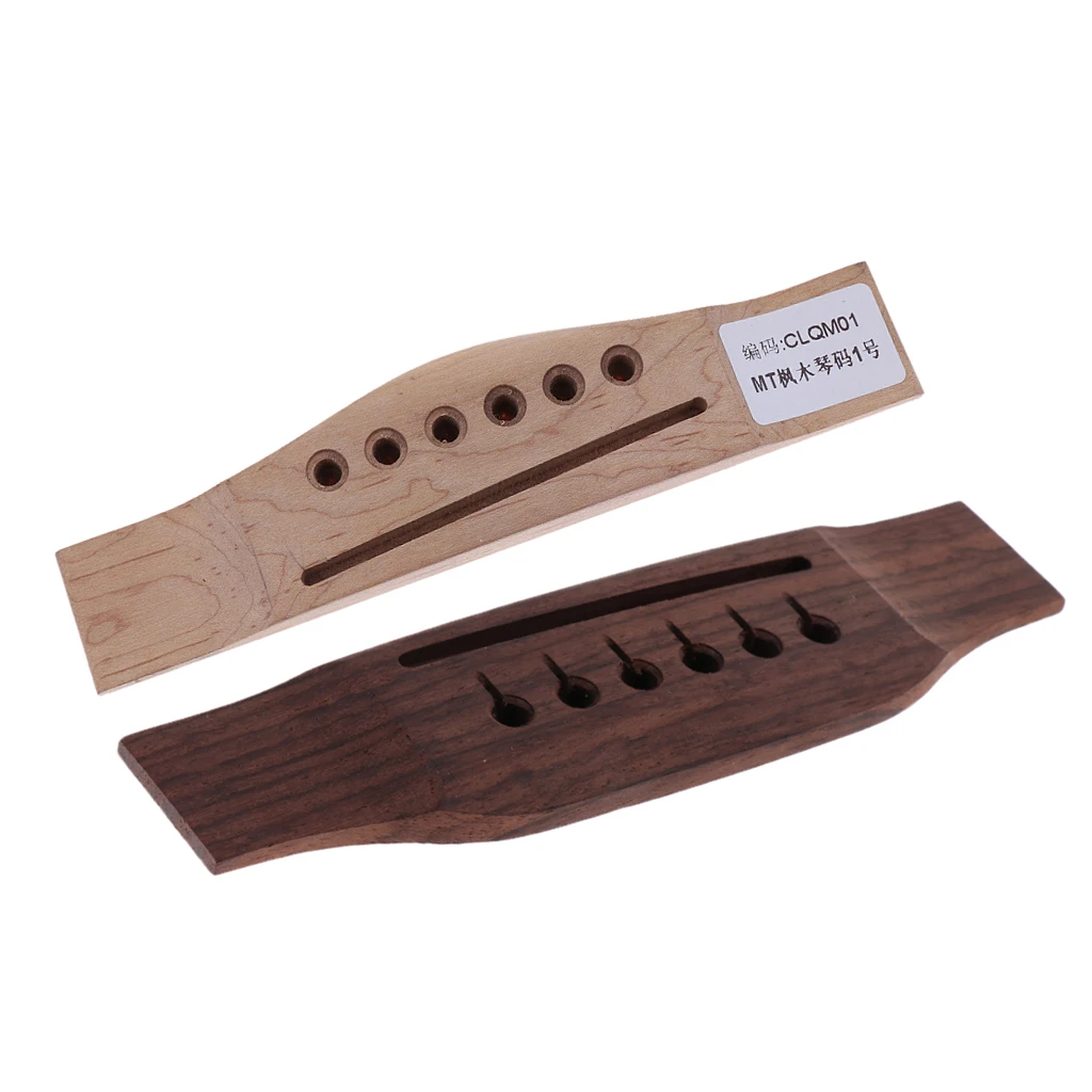 Tooyful Acoustic Guitar Rosewood Bridge W/ Maple Bridge Musical Instrument Accessory Left Handed Guitar Bridge 