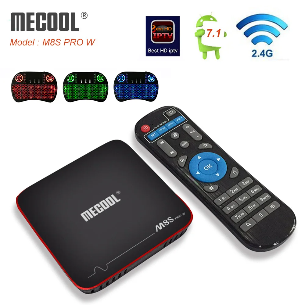 

MECOOL M8S PRO W Android TV Box 2.4GHz WiFi 4K Amlogic S905W Quad Core 4K H265 3D HD 2GB RAM DDR4 16GB Sat top box
