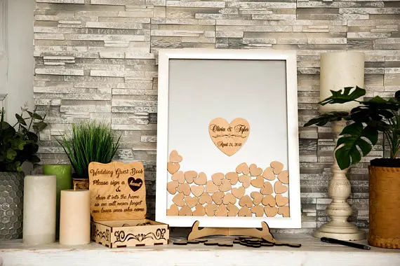 

customized wooden frame Wedding Guest Book Alternative Guest Book Signs - Guestbook Drop Box guestbooks birthday decorations