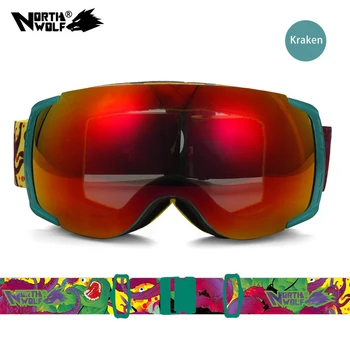 

NORTH WOLF Ski Goggles Double Anti-fog Skiing Glasses Snow Sports Ski Clear Lens Mountaineering Mirror Snowmobile Goggle