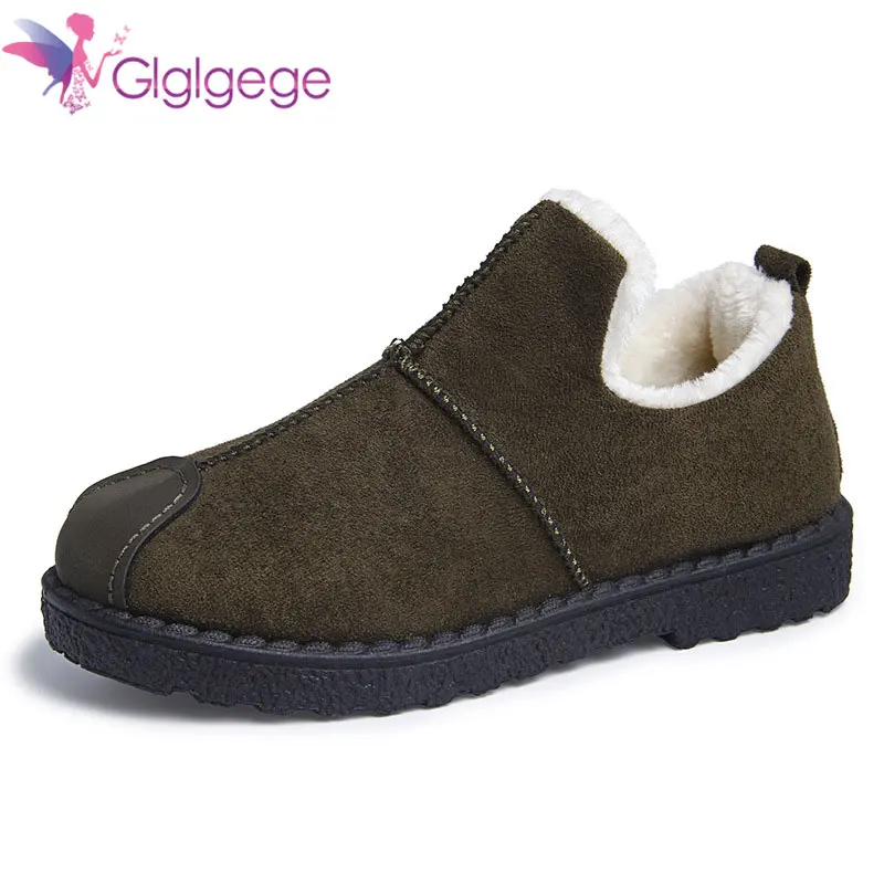 

Glglgege Women Plus Velvet Cotton Flat Shoes Furry Female Winter 2018 New Plush Snow Boots Round Toe Shoe