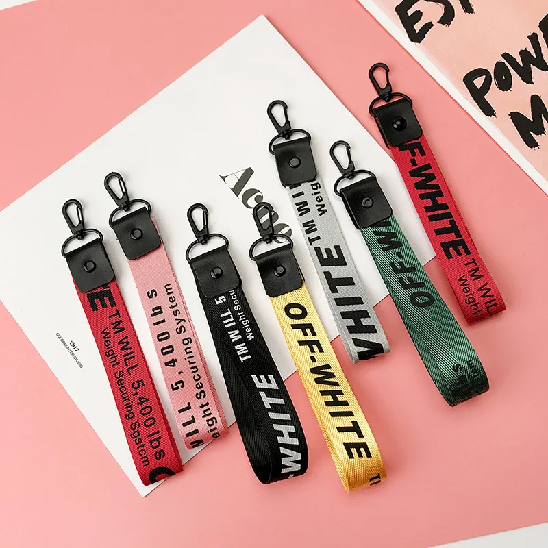 

Off White Ribbon Keychain Women Phone Case Wallet key chain porte clef For Bag Key ring llaveros mujer sleutelhanger Chaveiro