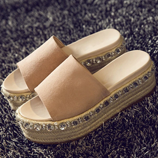 Vogue Luxury Rhinestone Platform Sandals Fisherman Espadrilles Sandals