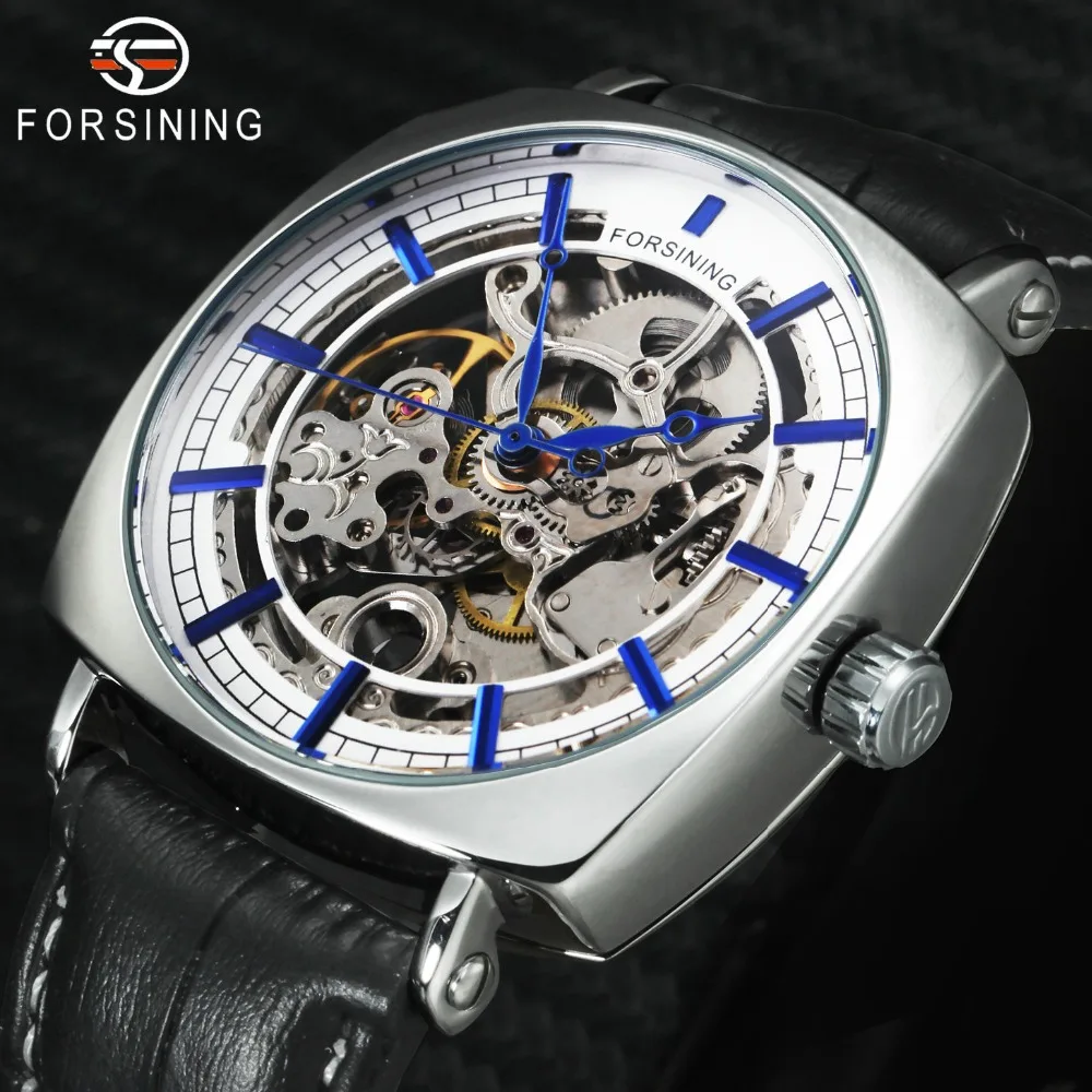 

FORSINING Urban Modern Skeleton Auto Mechanical Watch Men Carved Dial Leather Strap Fashion Casual Mens Wathes Top Brand Luxury