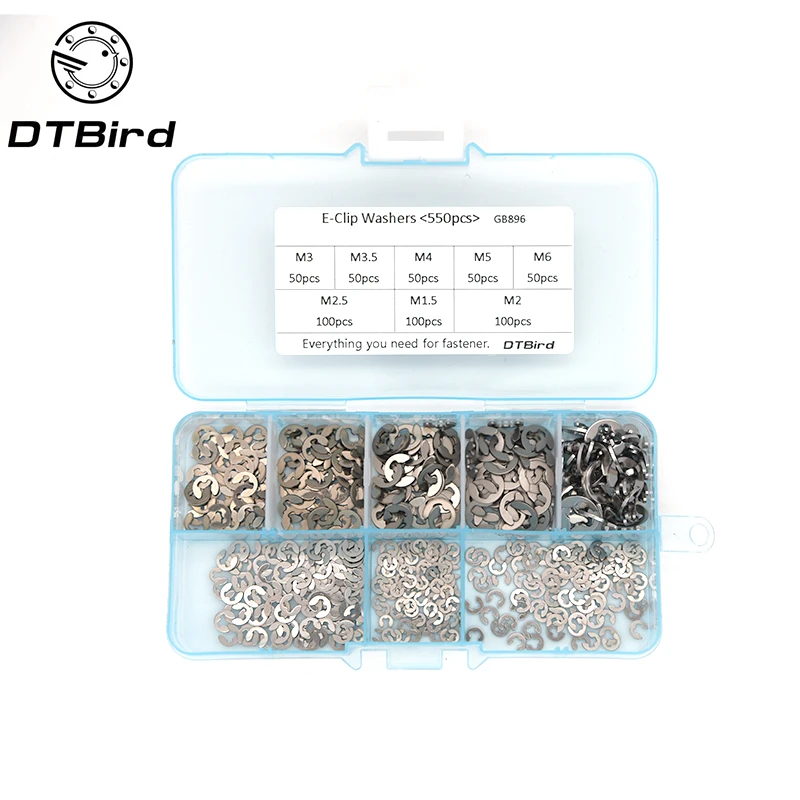 

650Pcs/set DIN6799 GB896 M1.5-M6 304 Stainless Steel C-type Elastic Seals Snap Retaining Washers Circlip O Ring Kit