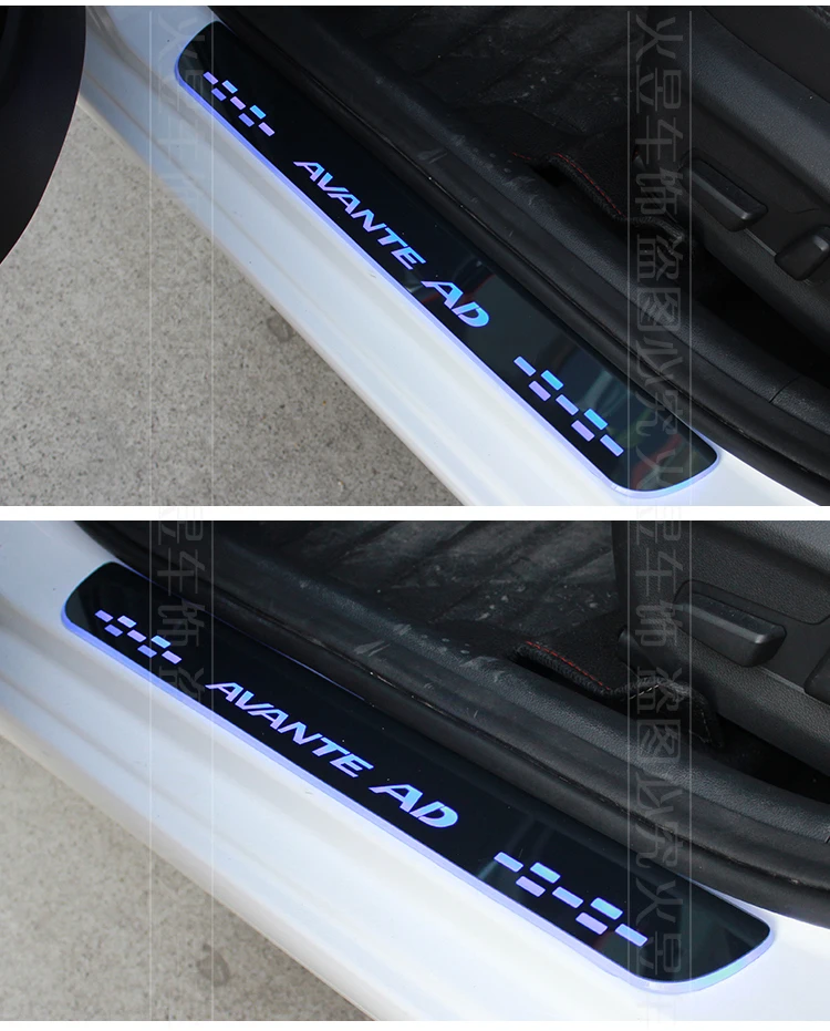 АКД 4 шт. акриловый движущийся светодиодный педаль Добро пожаловать Автомобильная Накладка на порог двери порога путь света для Skoda Octavia A5 A7
