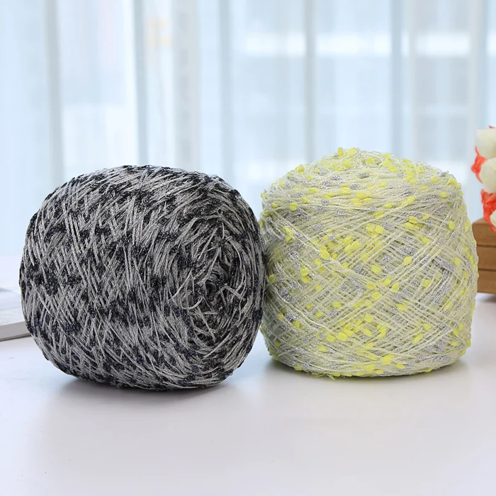 

100 gram/ skein Natural hard mixed Goden Nylon yarn Sequin mixed knitting yarn skein DIY yarn for knitting thread