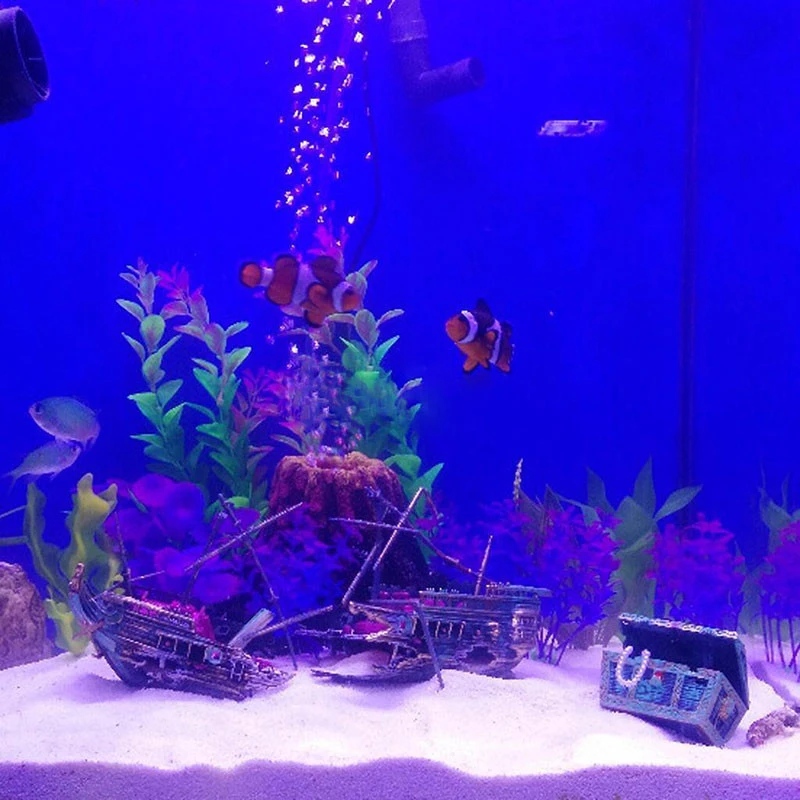 Artificial Aquarium Ornament Air Aerobic Device Decor Split ShipWreck Sailing Boat Sunk Ship Fish Tank Aquarium Decoration4
