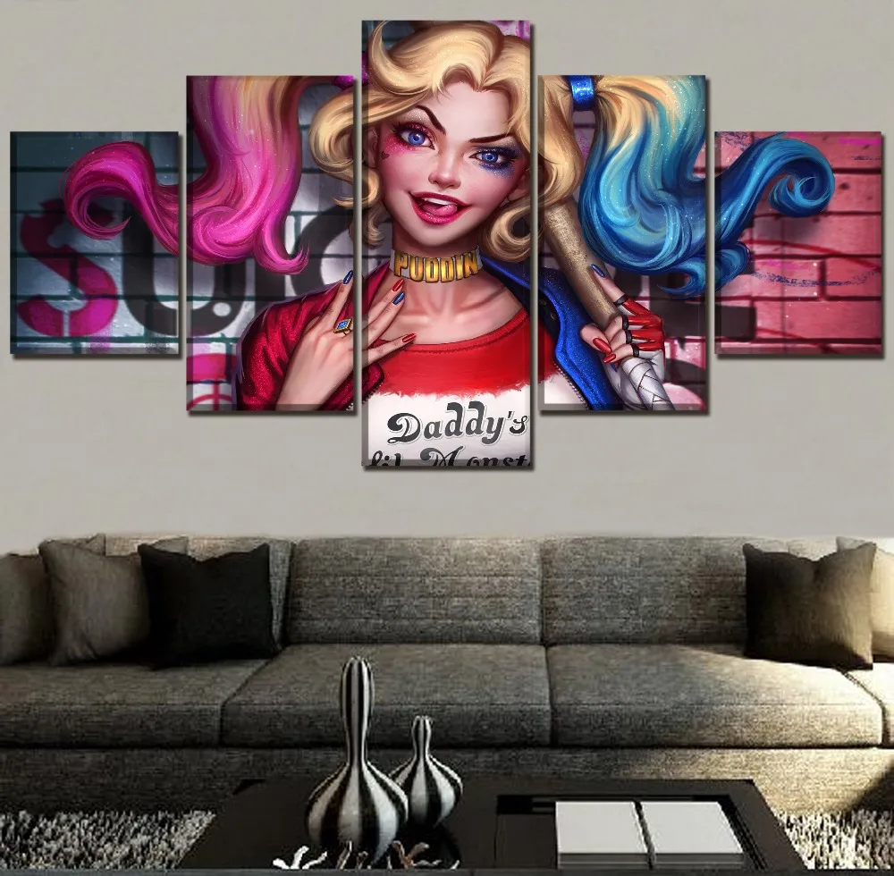 Buy 5 Panels Comics Harley Quinn Poster Wall Art Top