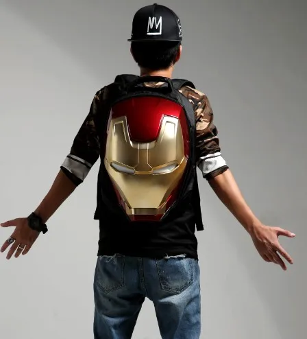 La Max Za бренд Marvels Мстители Железный человек 3D освещение рюкзак ABS Косплей Сумка