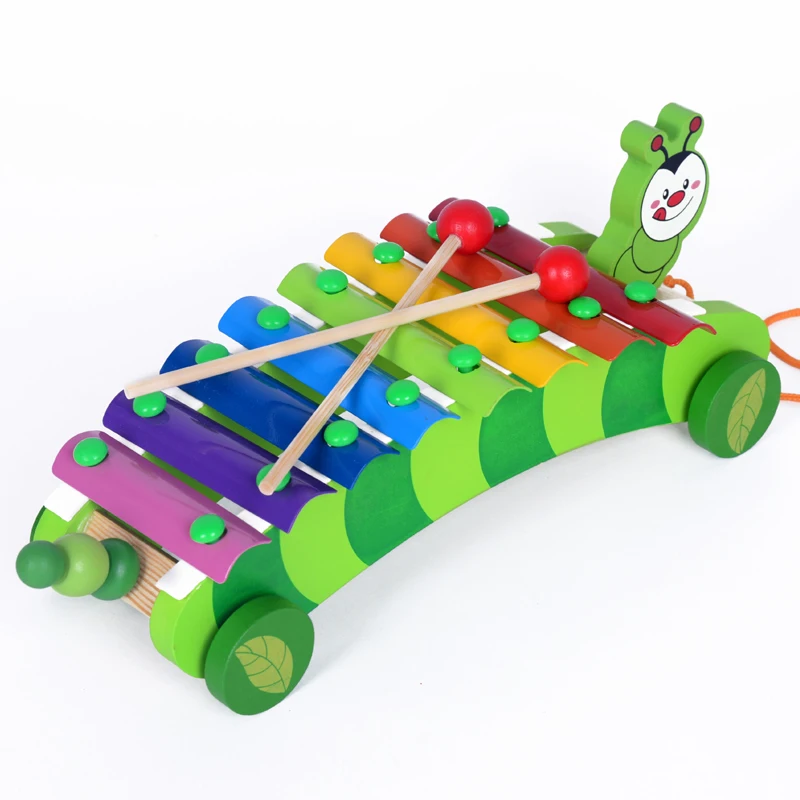 Детские деревянные игрушки для детей Хлопушка Игрушка музыкальный инструмент ксилофон автомобиль перетащить животного руки и ударил фортепиано