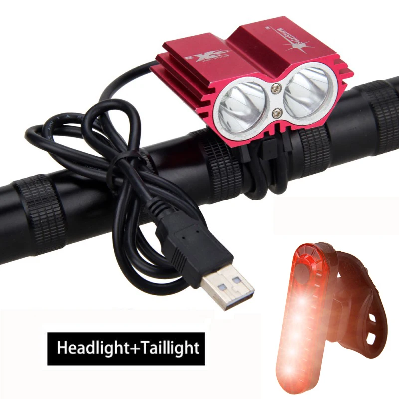 Flash Deal 5V USB Charging 8000 Lumens  T6 LED Bike Light 4 Modes Headlight Night Safe Cycling Lamp+ 4x18650 Battery Pack+Charger 5