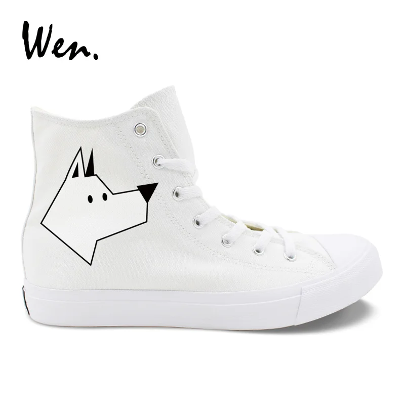 Вэнь однотонная белая парусиновая обувь дизайн Геометрические кроссовки для собак унисекс Вулканизированная обувь на шнуровке плоские плимсоллы