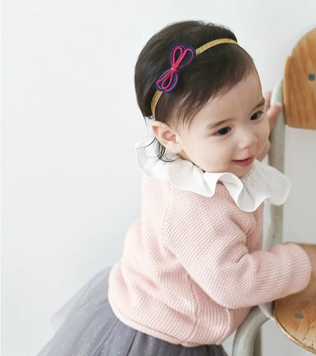 Детские повязки на голову в Корейском стиле для девочек; головная повязка для новорожденных; повязка для волос с цветами; банты для волос; Детские фотографические аксессуары для волос