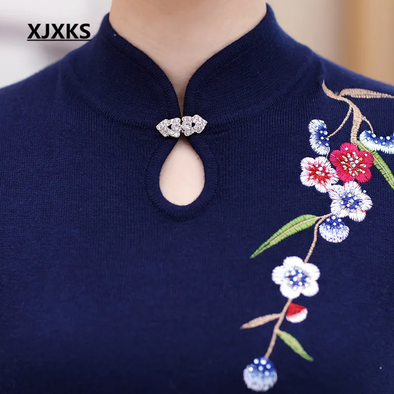 XJXKS Новое весеннее женское длинное платье-свитер с вышивкой модное свободное платье больших размеров высокое качество женский свитер