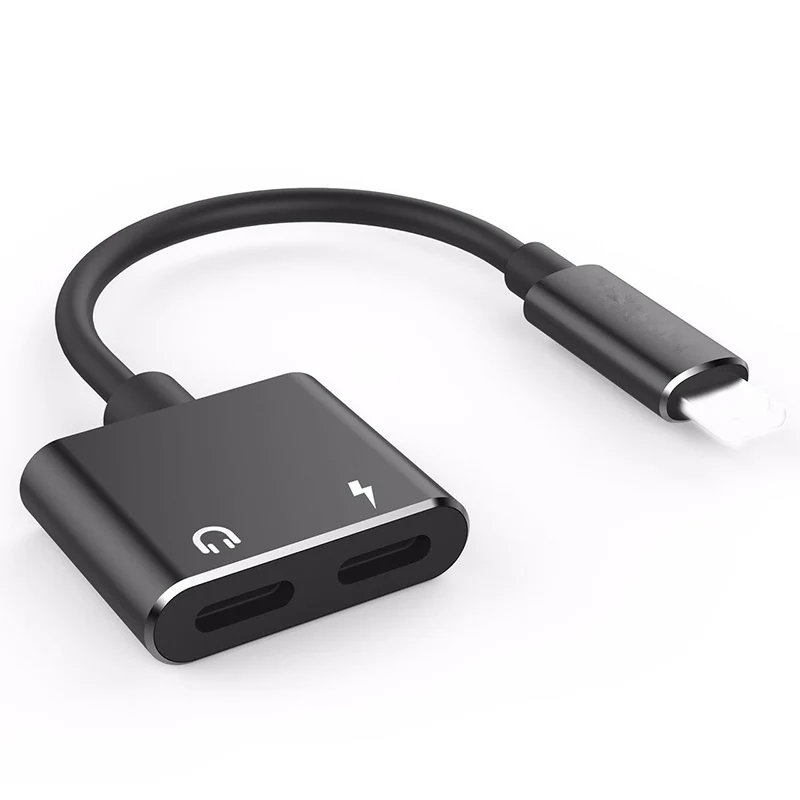

2 in 1 Double Jack Audio Adapter for iPhone 7/8/X for iOS11 Charging Music or Call For Lightning Charging Adapter earphone