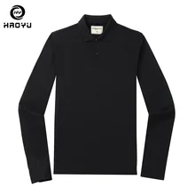 Рубашка поло, Мужская брендовая одежда, однотонная мужская рубашка с длинными рукавами, повседневная, против морщин, удобная, 4 цвета на выбор, большой размер, бренд HAOYU