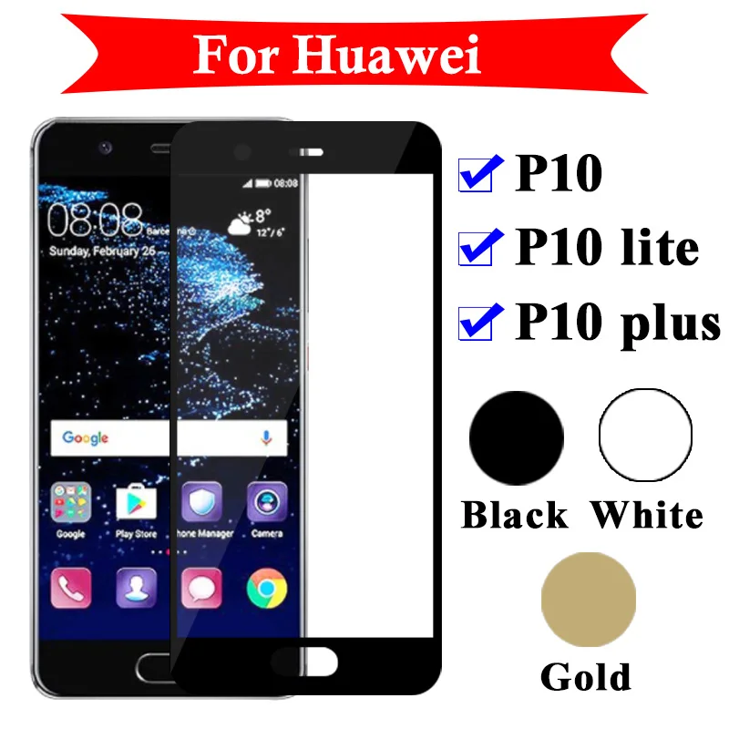 Защитное стекло с полным покрытием для huawei p 10 lite plus Защитная пленка экрана p10