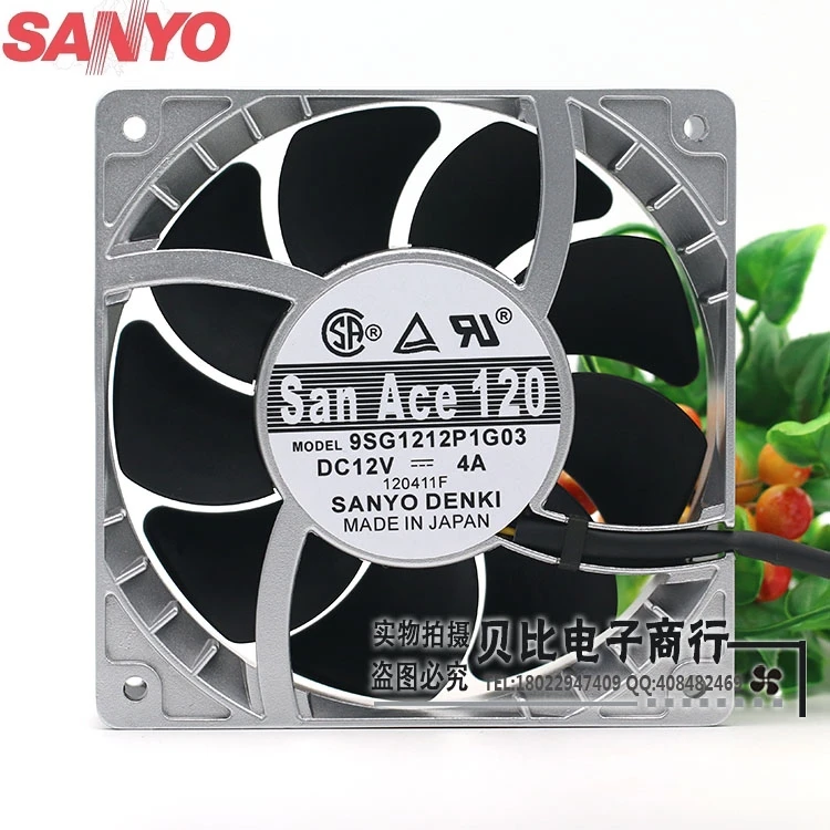 Cooling Fan for Sanyo 12038 9GL1212V1J03 12V 1.9A 120 120 38MM Built-in Motorcycle Modified Violent Fan