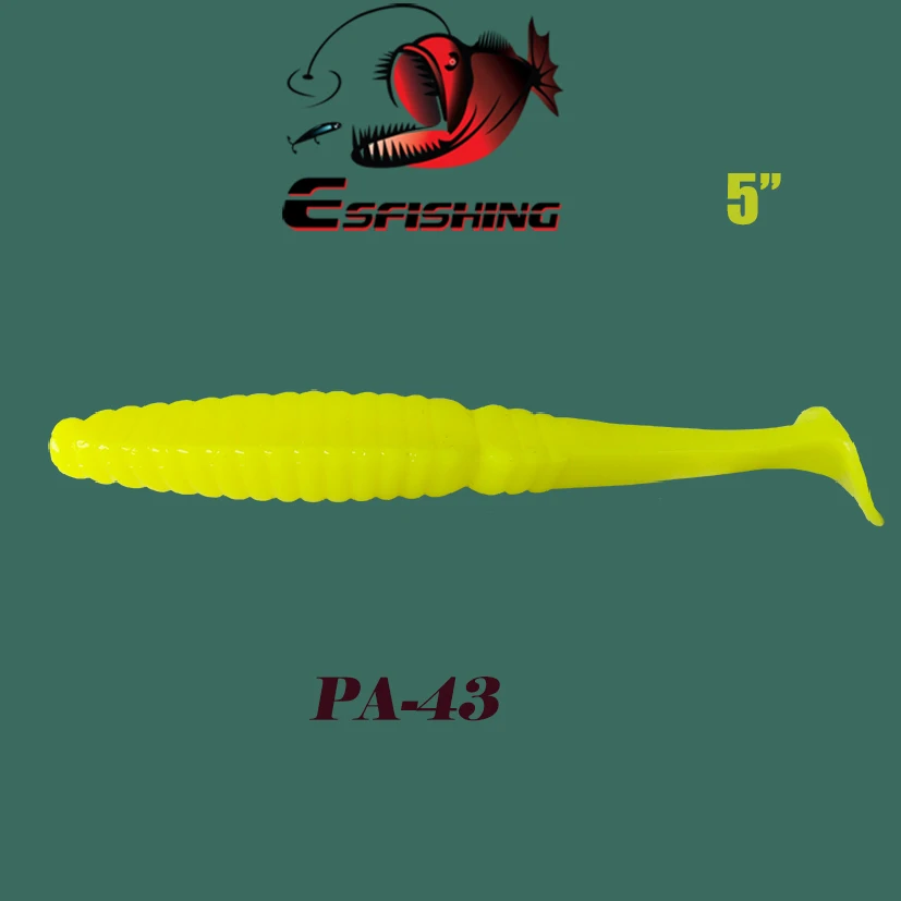 Рыболовная приманка, мягкий хвост, блеск, 4 шт., 12,5 см/15,5 г, Esfishing Worm Stagger, 5 дюймов, Swimbait, приманка, Спиннер, карп, форель окунь - Цвет: PA43