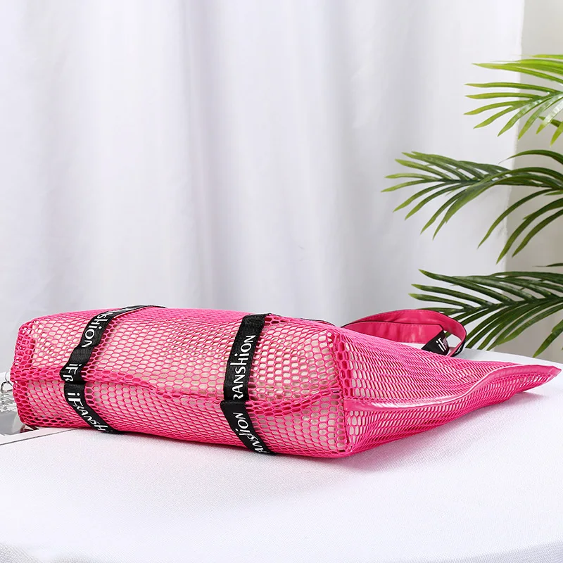 Сетчатые сумка с надписью модные женские туфли сумка портативный пляжные сумки девушка большой ёмкость Организатор для женщин Tote