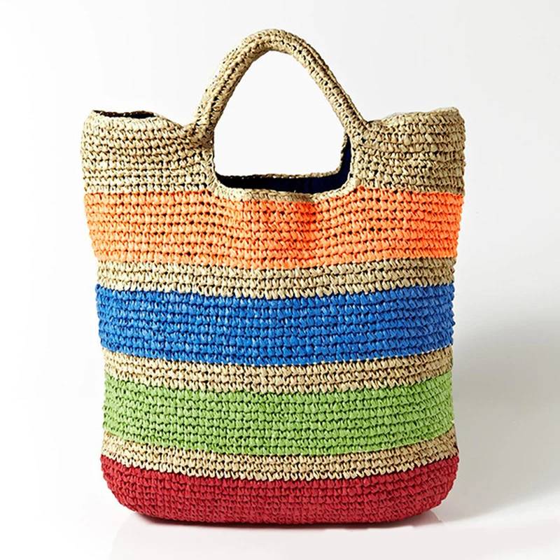 Bolsos de playa de ganchillo de moda para bolso de paja colorido con borlas, de viaje hechos a mano, bolso de mano para niña - AliExpress Maletas y bolsas