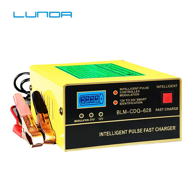 

Automatic Smart 12V 24V Car Battery Charger 200AH Auto pure copperPulse Repair Function For AGM GEL Wet Lead Acid Russian