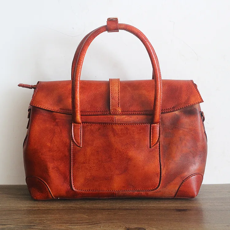 AETOO The new retro fashion female bag head cowhide shoulder handbag female original hand rub color leather bag