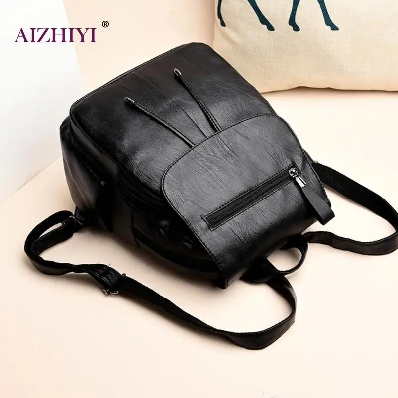 Женский Повседневный школьный рюкзак из искусственной кожи, черный рюкзак с большой вместительностью, высококачественный школьный рюкзак на плечо, рюкзак для девочек на молнии, рюкзак для путешествий