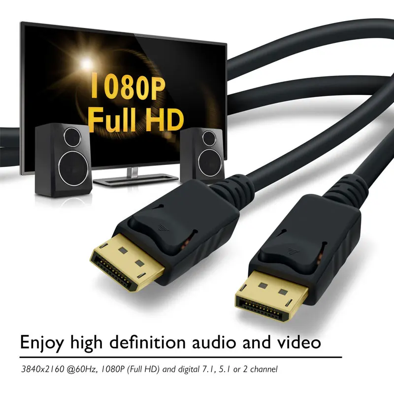 

High Quality 6FT/1.8M Display Port DP Male To DisplayPort Male DP Cable For PC Monitor Premium shielded Gold Plated DP Cable