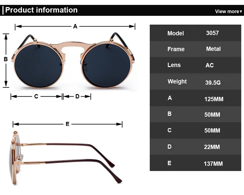 Солнцезащитные очки с откидной крышкой в стиле стимпанк, Ретро стиль, круглая металлическая оправа, раскладушка, двойные линзы, солнцезащитные очки для мужчин и женщин