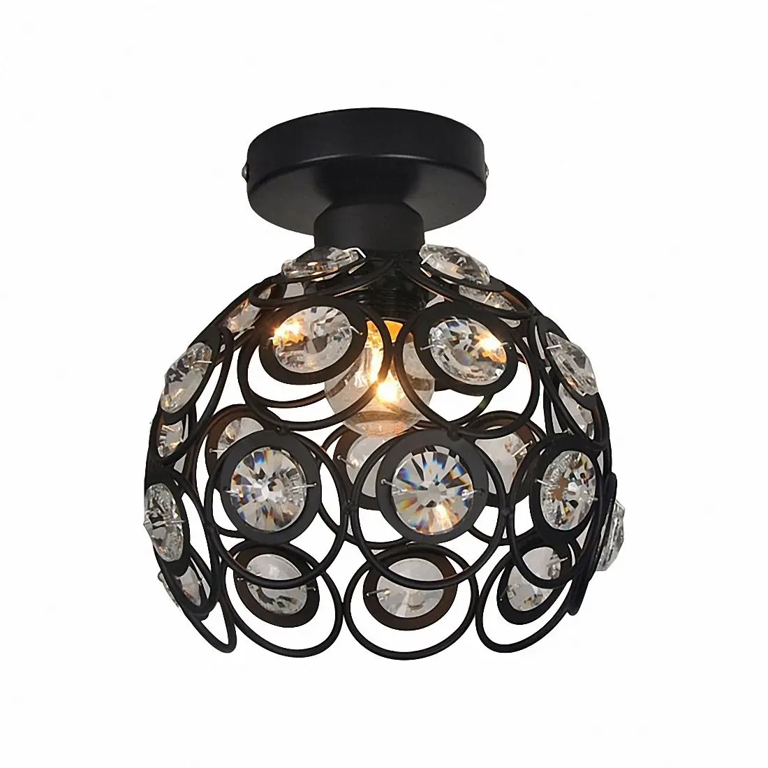 

E27 black Creative crystal minimalist ceiling light Single wall ceiling lamp bedroom lamp Single European iron lamp Crystal lamp