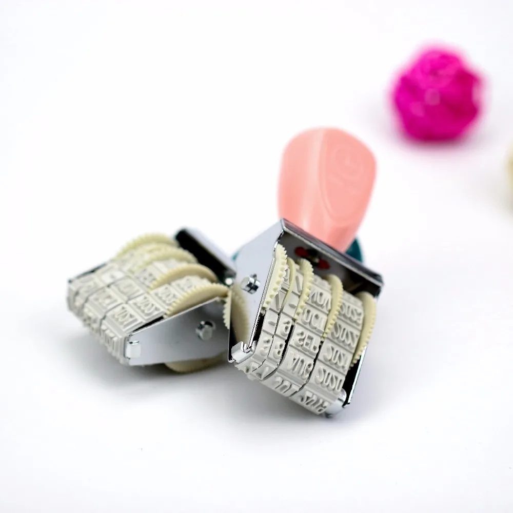 

Vintage Plastic Rolling Stamp Month Date DIY Wheel Stamps Diary Album Scrapbooking Stationery