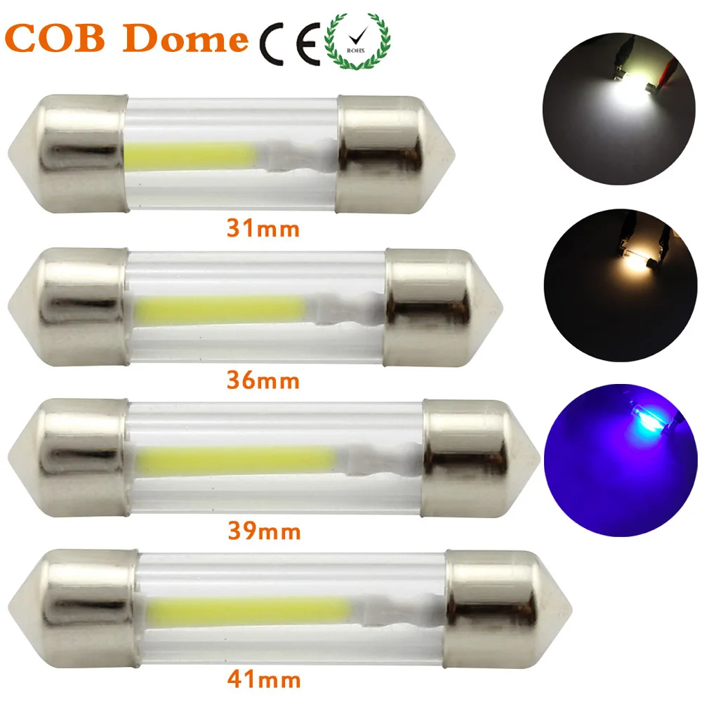

31mm 36mm 39mm 41mm C5W LED Festoon Lamp 12V DE3022 6418 COB LED Filament Instrument Dome Bulb Light White Warm White Blue 2pcs