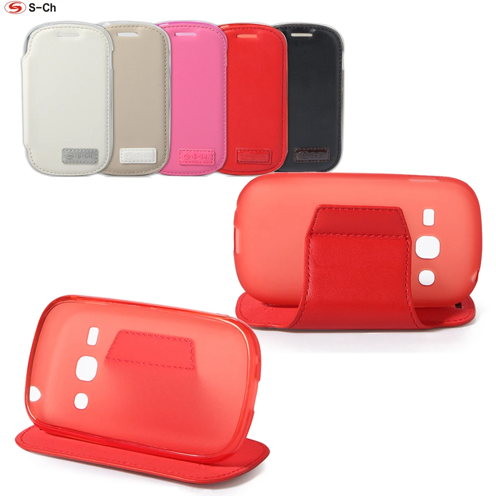 

S-CH For Samsung Galaxy Fame S6810 S6812 PU Leather Flip Cover TPU Phone Case Soft Luxury Faux High Quality