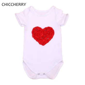 

Sweet Love Valentine's Day Baby Girl Bodysuits Short Sleeve Jumpsuit Kids Overalls Creepers Roupa De Bebe Infant Clothing