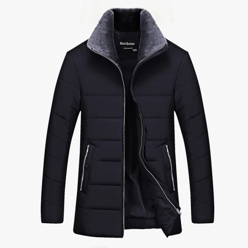 Стиль, длинное пальто, Мужская брендовая одежда, модные длинные куртки, зимние пальто, брендовая одежда для мужчин, пальто с меховым воротником - Цвет: Black