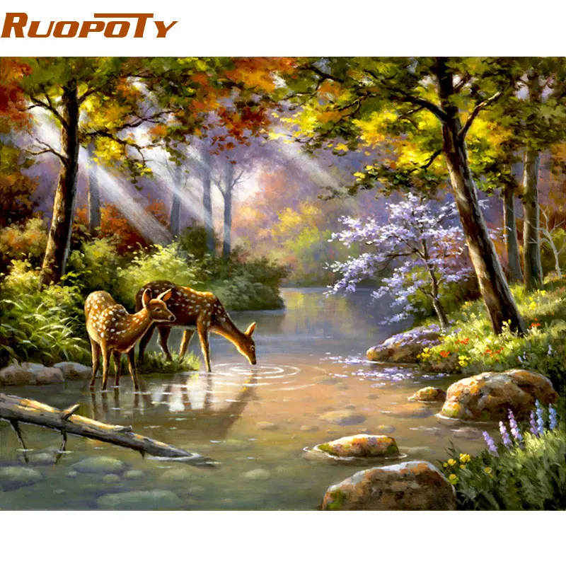 12 RUOPOTY рамка тигр животные Сделай Сам картина по номерам настенная художественная картина акриловая Картина на холсте для украшения дома Прямая поставка - Цвет: 12