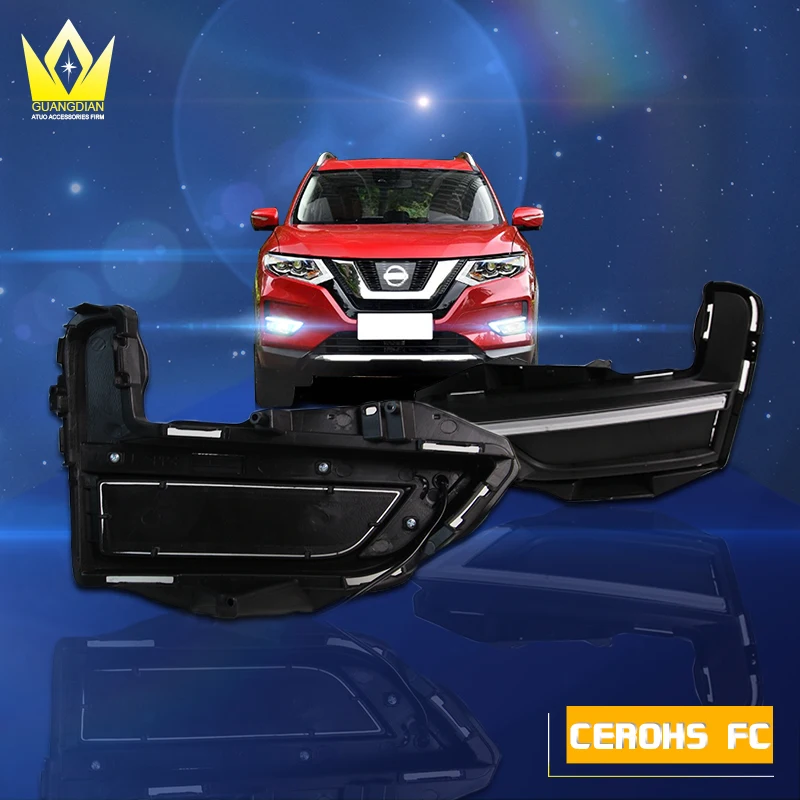 Tcart DRL для Nissan X trail xtrail 2017 светодиодный дневные ходовые огни с желтым сигналом