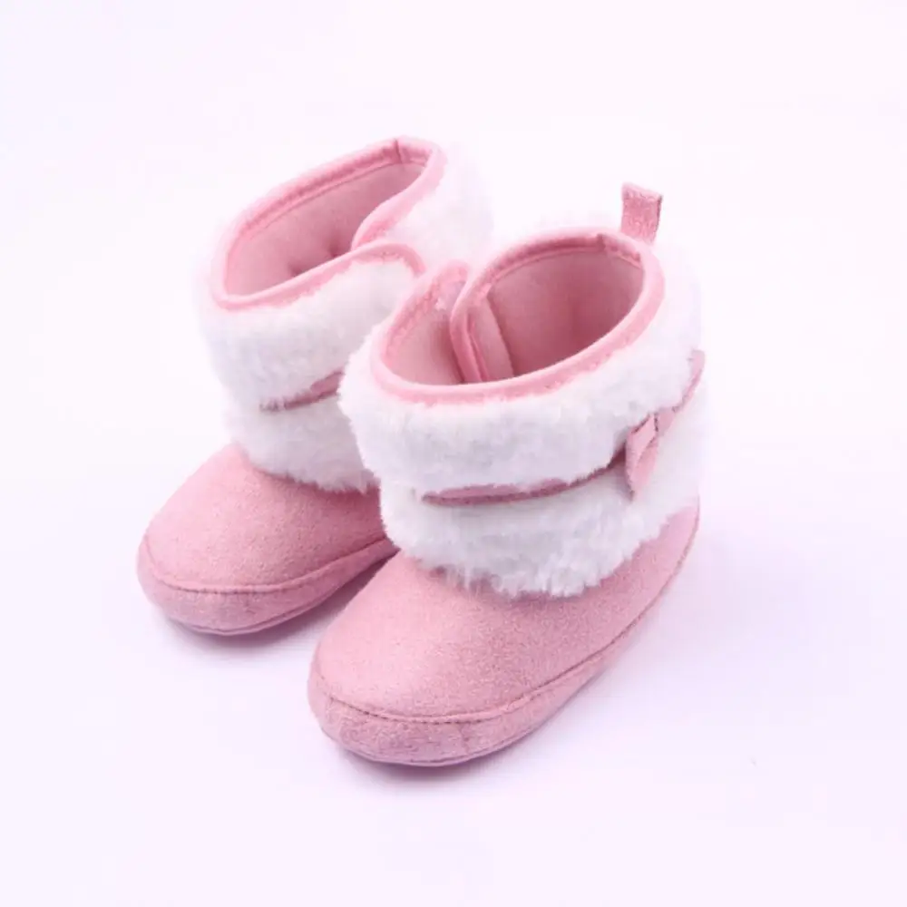 Новые Высокие сапоги бантом Детские зимние штаны ходьбы ребенка Обувь для девочек мягкая подошва тёплая обувь из хлопка - Цвет: Pink