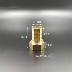 DN10 3/8 "BSP Женский x 14 мм шланг Барб Латунный переходник для фитинга муфта