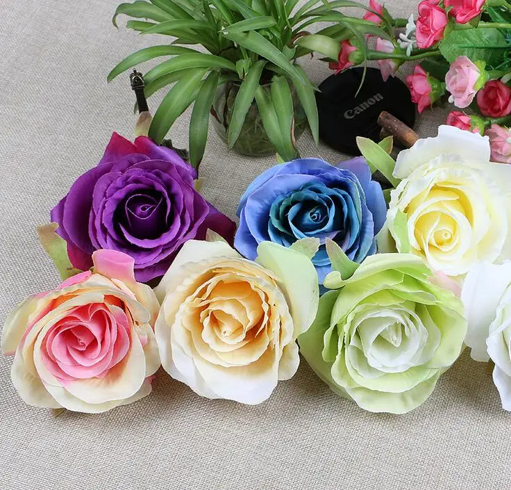 

Silk flowers wholesale rose heads artificial flowers 4.3inch diameter fake flowers head high quality silk flowers WR003