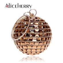 Новая мода круглый бриллиант сумка Сумки Для женщин вечерние банкетные сумка ручной работы круговой цвета: золотистый, серебристый красная Кроссбоди для Для женщин сумка