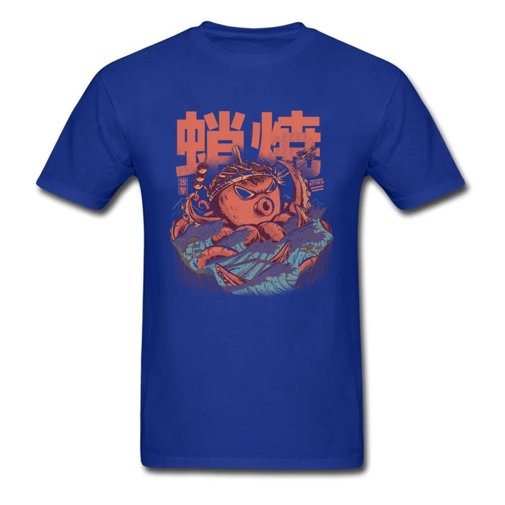 Funny Male Tshirts Crewneck Short Sleeve 100% Cotton Takoyaki Attack Tops T Shirt Casual Tops T Shirt Wholesale Takoyaki Attack blue