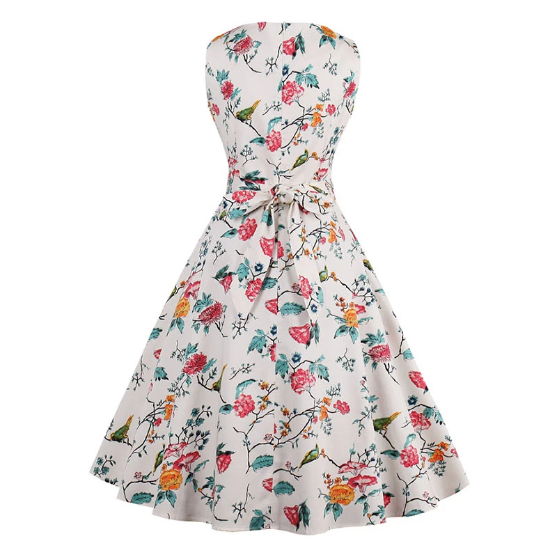 Kostlish 9 Style Print Summer Dress Women 2017 Sleeveless Swing 1950s Hepburn Vintage Tunic Dress Elegant Party Dresses Sundress (18)