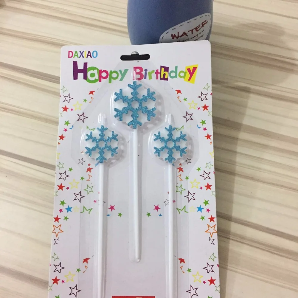 

candle snowflake topper 3pcs Edelweiss for girl's happy birthday party birthday cake topper