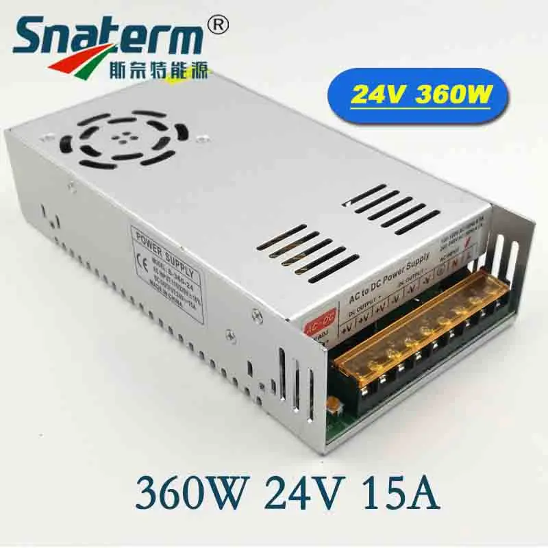 

1 pcs DC 24V 15A 360W for 24v 3528 strip Regulated Switching Power Supply AC 110-220V for 3528 led strip or led module