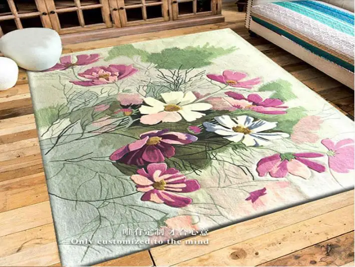

European and American 100% Wool Floral carpet for Living Room Bedroom Hallway Corridor Fashion Floral Modern Pattern Carpets